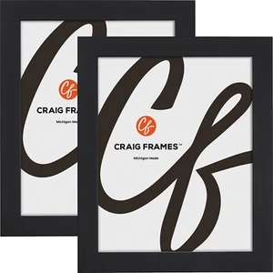 Essentials, Modern 1" Wide Satin Black Picture Frame, Common Sizes, 2-Pack - Picture 1 of 8