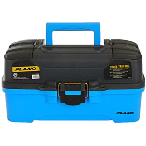 Plano 3-Tray Tackle Box with Dual Top Access Smoke Bright Blue Fishing Gear - Picture 1 of 2