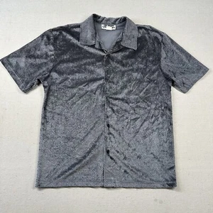 Vintage Pop Icon Shirt Mens M Y2K Rave Disco Textured Stretch Velvet Gadzooks - Picture 1 of 7