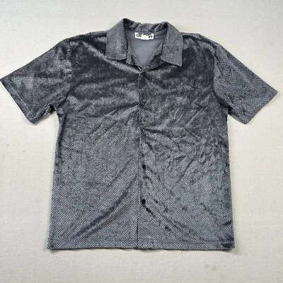 Vintage Pop Icon Shirt Mens M Y2K Rave Disco Textured Stretch Velvet Gadzooks - Image 1 of 4