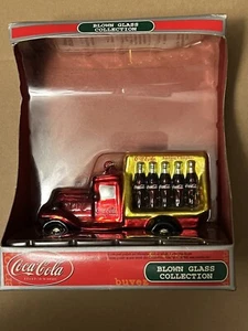1997 Coca Cola Christmas Blown Glass Ornament Delivery Truck w/Box - Picture 1 of 4