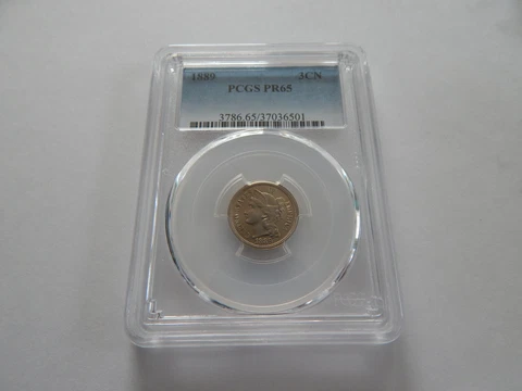 PR65 1889 Nickel Three Cent Piece PCGS Cover