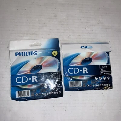 Phillips CD-R Blank Disc (2) 3-Packs 700MB 80Min 52x Speed Recordable Media NEW - Image 1 of 4