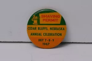 1967 Cedar Bluffs Nebraska Rasiergenehmigung Pinback Button - Bild 1 von 3