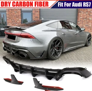 DRY CARBON Rear Bumper Diffuser Lip Splitter for Audi RS7 Sportback 20UP BODYKIT - Picture 1 of 16