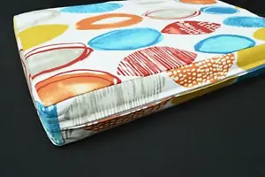 LF815t  White Yellow Orange Red Cotton Canvas 3D Seat Box Shape Cushion Cover - Picture 1 of 9