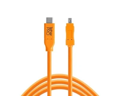 TetherTools CUC2615-ORG TetherPro USB-C a 2.0 Mini-B 8 pines, 15' (4.6m) naranja - Imagen 1 de 4