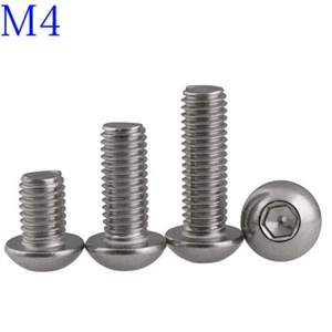 Tornillos de cabeza de botón A4 de acero inoxidable 316 M4x0,7/4 mm ISO 7380 A4 - Imagen 1 de 4
