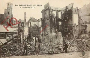 Postal con foto_ Ruinas de Lille, Ww1 - Imagen 1 de 2