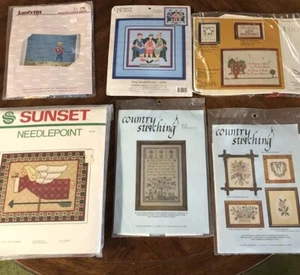 Lot Of 6 VTG Cross Stitch Kits Sunset Needle Treasures Needlepoint Kit NOS - Picture 1 of 14