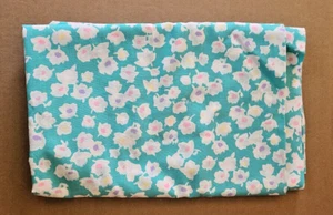 Schwartz Liebman Cotton Fabric 1 Yd Teal White Flowers 44"x39" - Picture 1 of 3