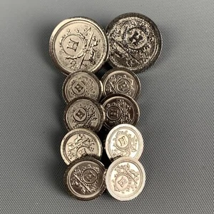 HERMES Silver Tone Engraved Metal Button Set - Picture 1 of 4
