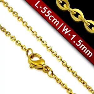 Yellow Gold PVD Chain Necklace Surgical Steel Oval Link Claw Clasp 21-3/4 inches - Picture 1 of 2