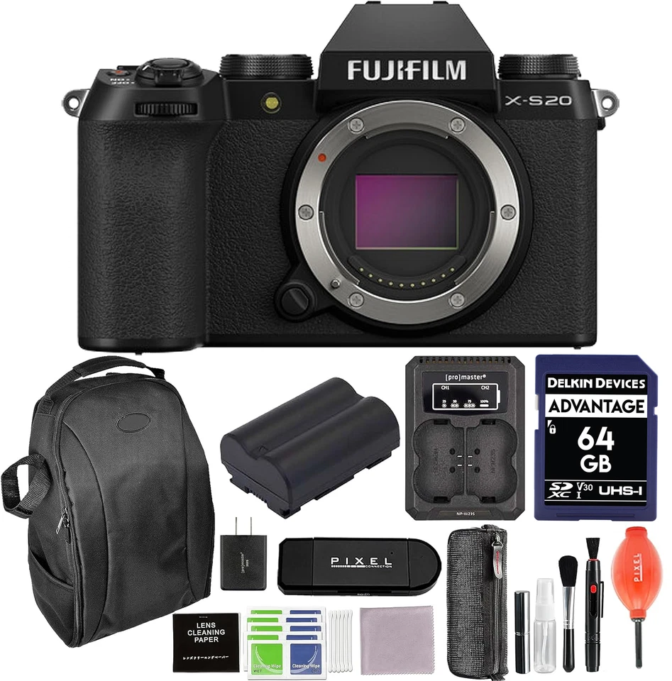 FUJIFILM X-S20 26.1 MP Mirrorless Camera - Black (Body Only)