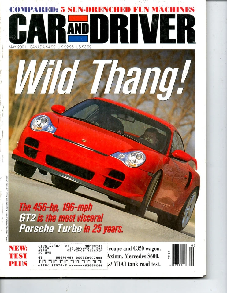 CAR and DRIVER Magazine, May 2001 (Vol 46 No 11) ft. Porsche 911 GT2 | Convertic - Image 1 of 1