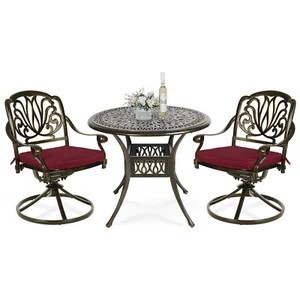 3-Piece Swivel Patio Furniture Dining Set Outdoor Cast Aluminum Conversation Set - Picture 1 of 32