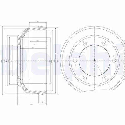 Bremstrommel Hinten für Ford Transit FD FB FS FZ FC FA Pritsche FM 00-06 Delphi - Bild 1 von 4
