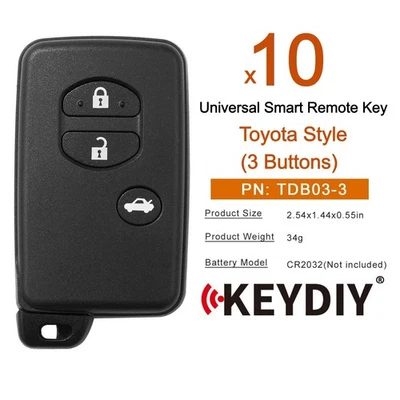 KEYDIY KD TDB03-3 for Toyota Universal Smart Remote Key 3 Buttons With Key Shell - Image 1 of 4
