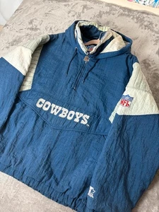 Vintage Dallas Cowboys NFL Starter Pullover Jacket (L) 90s Embroidered Logo Blue - Picture 1 of 9