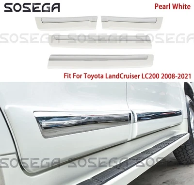 Para Toyota LandCruiser LC200 2008-2021 Blanco Perla Carrocería Moldura Cubierta Borde Foto 1 de 4