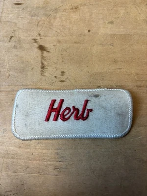 Винтажный 70-х травы шить на вышитая одежда куртка униформа имя нашивка красный и белый - Изображение 1 из 3