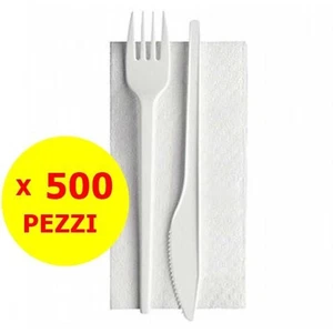 BIS EINWEGBESTECK KUNSTSTOFF WEISS 500 TEILE MIT WIEDERVERPACKTER SERVIETTE. - Bild 1 von 1