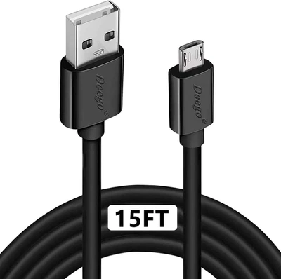 Cable Micro USB, Cargador Controlador Extra Largo 15 Pies Compatible con PS4, Playsta Foto 1 de 4