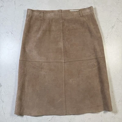 Falda ISAAC MIZRAHI Mujer 6 Cuero Gamuza Forrada con Cremallera Años 90 Y2k Festival Western Foto 1 de 4