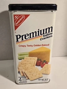 Nabisco Premium Saltine Crackers 1985 Quadrato Latta Coperchio Danneggiato Vedi Descrizione - Foto 1 di 15