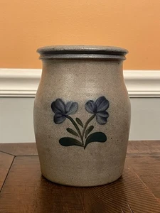 Vaso de gres Rowe Pottery Works 1997 esmaltado con sal Glenflower - Imagen 1 de 9