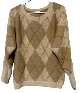 Suéter Pullover Mujer Maurices Argyle Difuso Beige Marrón Talla Grande - Imagen 1 de 12
