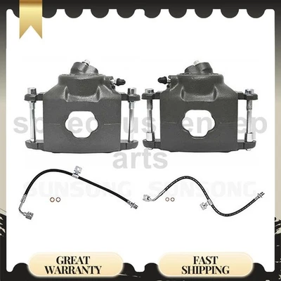 Juego de pinzas de freno delanteras manguera de freno 4 piezas para Chevrolet C10 1975 1976 1977 1978 Foto 1 de 4