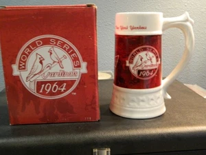 1964 Baseball World Series Champ Budweiser St. Louis Cardinals Bier Stein & Box - Bild 1 von 2
