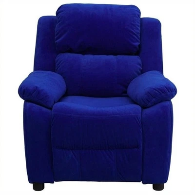 Brazos de almacenamiento de muebles flash tapizados en microfibra reclinables para niños en azul Foto 1 de 4