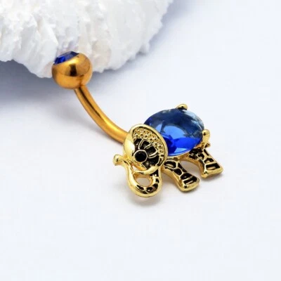 Anillo ombligo elefante 14 g acero quirúrgico anillos ombligo joyería corporal 1 pieza Foto 1 de 4