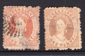 QLD Queensland Australia QV 1d Chalon Lot x 2 Used REF: QCH16 - Picture 1 of 1