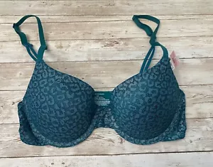 Underwire Bra Push Up 32D Push Up Lace Blue Bra No Show Cups Convertible Straps - Picture 1 of 7