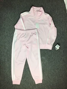 Adidas Girls Zip Front Classic Tricot Jacket Joggers Track Set Size 6 Pink NWT - Picture 1 of 6