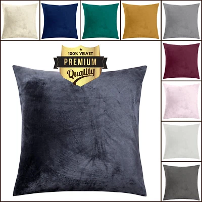 Crushed Cushion Covers or Velvet Cushions 18 x 18 Set of 2 or 4 Bed Sofa Pillows - Image 1 of 4