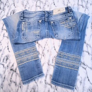 Miss Me Hailey Skinny Jeans Women’s Size 27 Rhinestone Denim Emboidered Calf - Picture 1 of 14