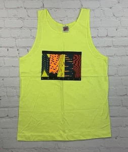 Vintage 90's Nike Aqua Sock Abstract Neon Tank Top Youth LG USA Made Aqua Gear - Picture 1 of 9