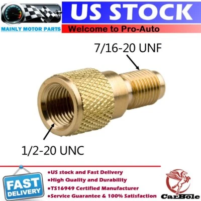 CARBOLE AC Refrigerant Brass Fitting Tank Adapter Charging 1/4" Male To 1/2" ACME Female