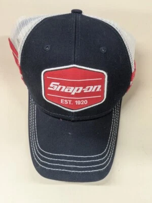 Snap-On Tools Sombrero Oficial Rojo Logo Blanco Malla Azul Bill Gorra Ajustable Foto 1 de 4