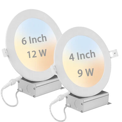 9W 12W Recessed Ceiling Panel Down Lights Bulb Slim Lamp Fixture w/Junction Box - Image 1 of 4