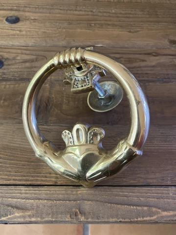 Vintage Celtic Knot Hands & Heart Solid brass Irish Claddagh Cross Door Knocker Cover
