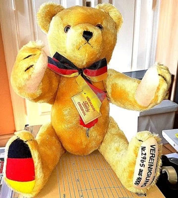 Herrmann Teddy Wiedervereinigungsbär 40 cm Mohair Lim. 2965/4000 Kippstimme Zert - Bild 1 von 4