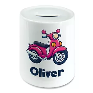 Motocicleta Ciclomotor Bicicleta Personalizada Cualquier Nombre Niños Ahorro Caja de Dinero Alcanza - Imagen 1 de 2