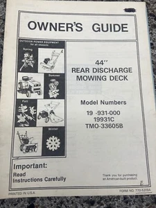 MTD 44" REAR DISCHARGE MOWING DECK OWNERS GUIDE MANUAL 770-5318 - Picture 1 of 2