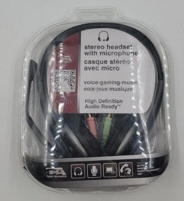 Cyber Acoustics - AC-201 Stereo Headset with Separate Headphone and Microphone - Image 1 of 2