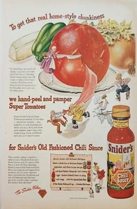 Snider 1946 salsa de chile anuncio vintage estilo hogar real grueso - Imagen 1 de 1